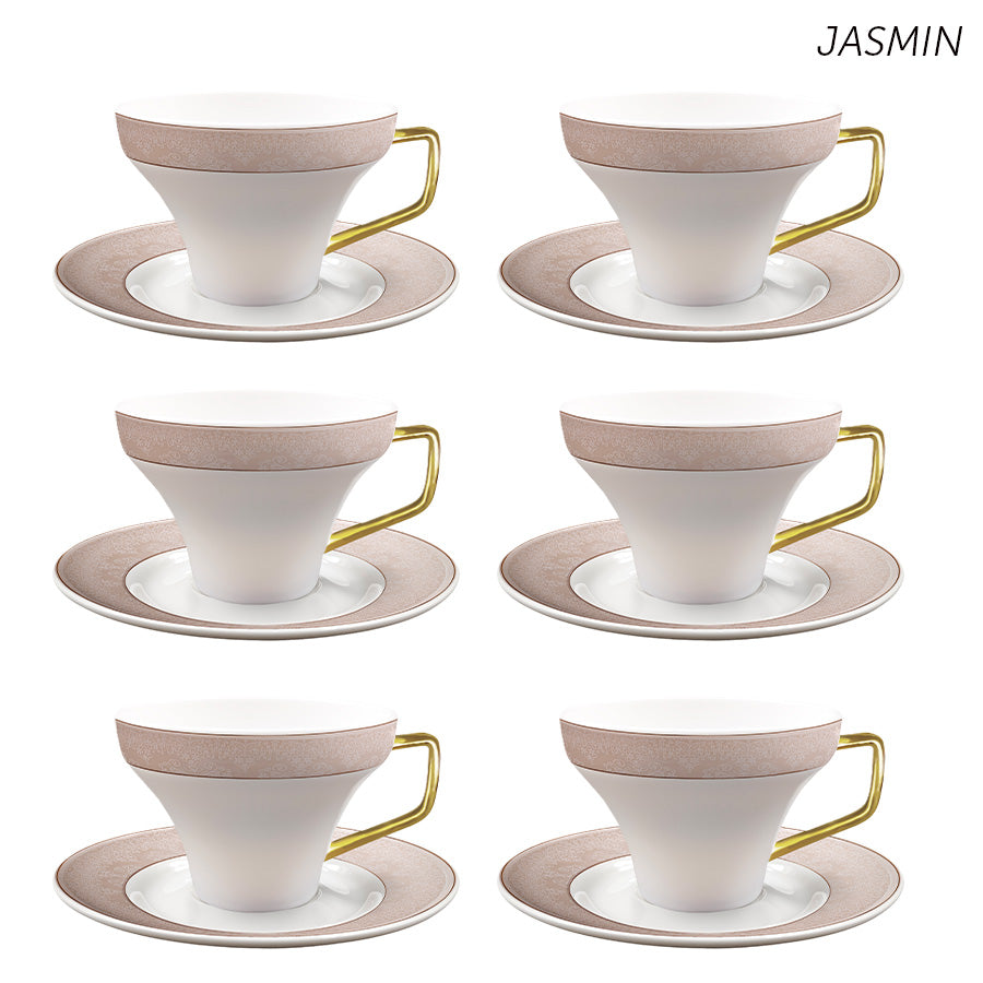 סט 6 כוסות קפה/תה + תחתיות 220 מ"ל ניו בון ציינה JASMIN