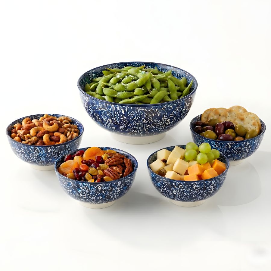 סט 5 -קערה 21 סמ +4 קערות 15סמ פורצלן Blue Japan מבית Food appeal