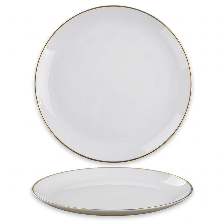 צלחת 20 ס"מ זכוכית אופל לבן עם פס זהב אנטי צ'יפ OPAL GOLD GLASS