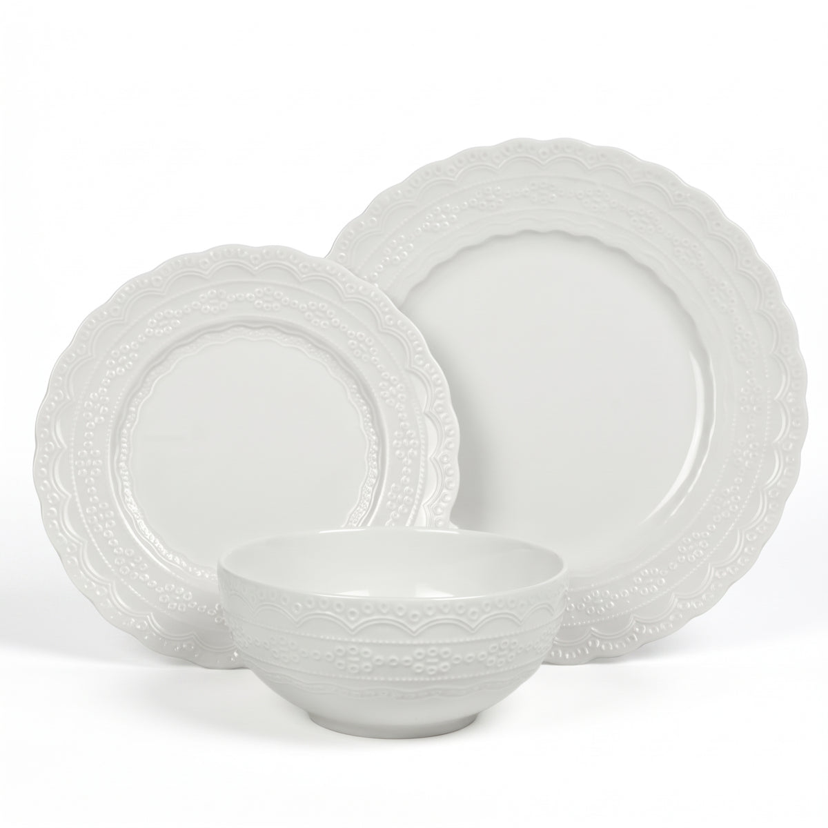 סט אוכל 18 חל' Kate New Bone China במראה נקי ועיטור עדין