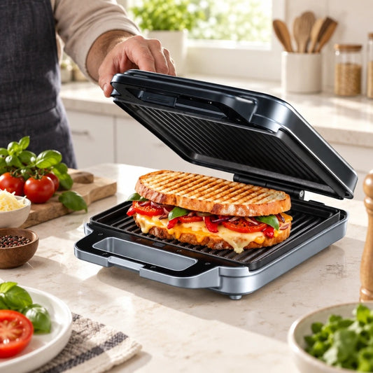 טוסטר עם פלטות מתכווננות גריל/וופל בלגי להכנת מגוון רחב של מאכלים