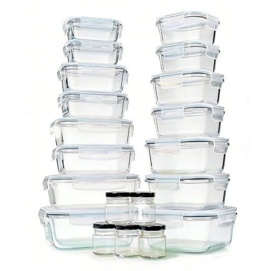 סט 20 כלי אחסון זכוכית GLASS CLOC עם מכסים אונליין B2B2C