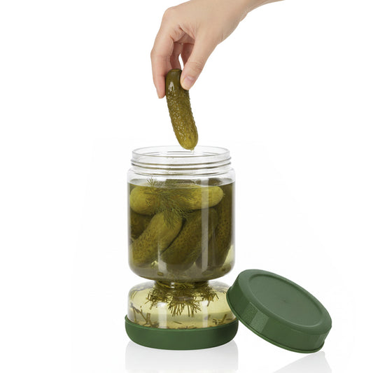 זוג צנצנות חמוצים ירוק+לבן ע מפריד יבש/רטוב מבית Food appeal