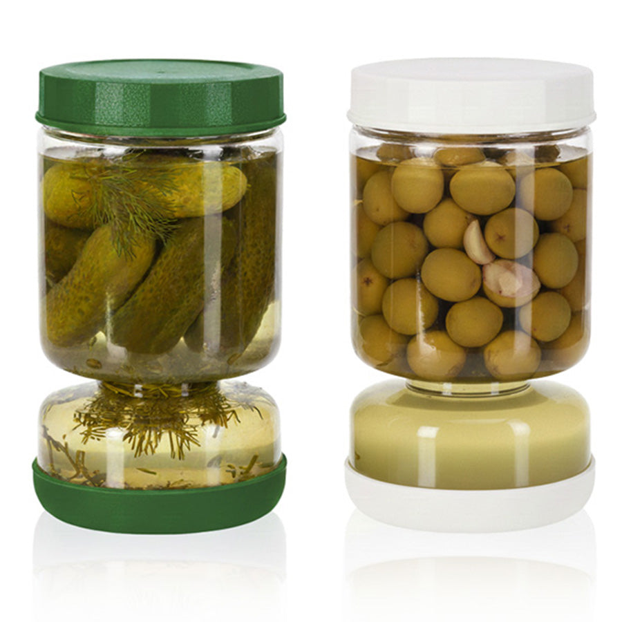 צנצנת חמוצים ירוק עם מפריד יבש/רטוב