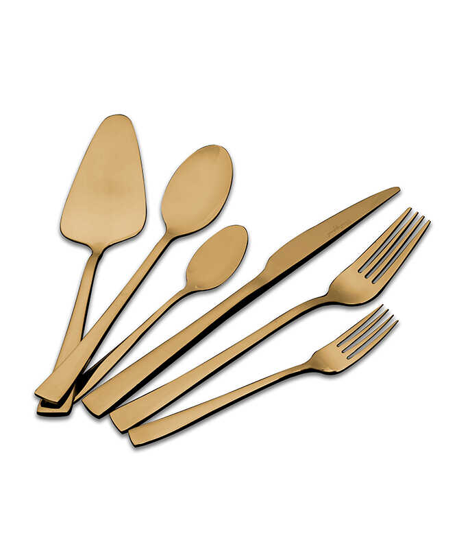 סט סכו"ם יוקרתי 61 חל' זהב Crystalin Flat Gold