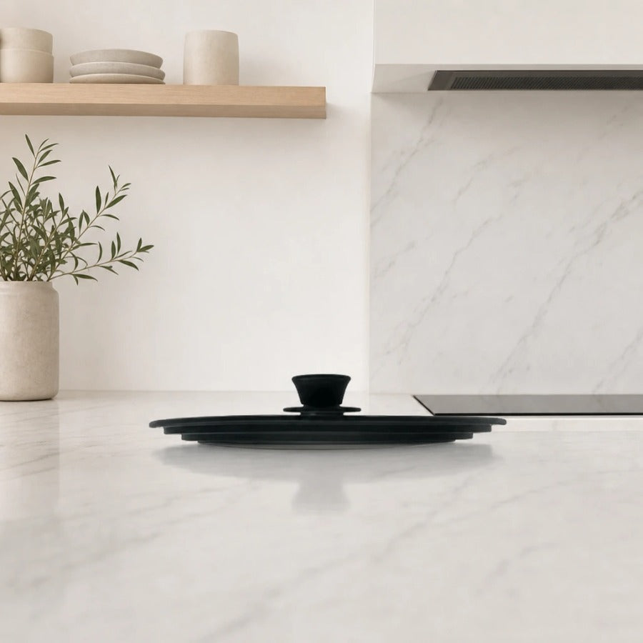 מכסה זכוכית עם טבעת סיליקון ופתח שיחרור אדים 26 ס"מ | מכסה זכוכית עם טבעת סיליקון ופתח שיחרור אדים 26 ס"מ | Food Appeal