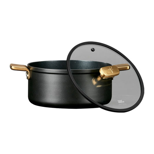 סיר 24 ס"מ ENIGMA NONSTICK ליטר שחור ידיות זהב