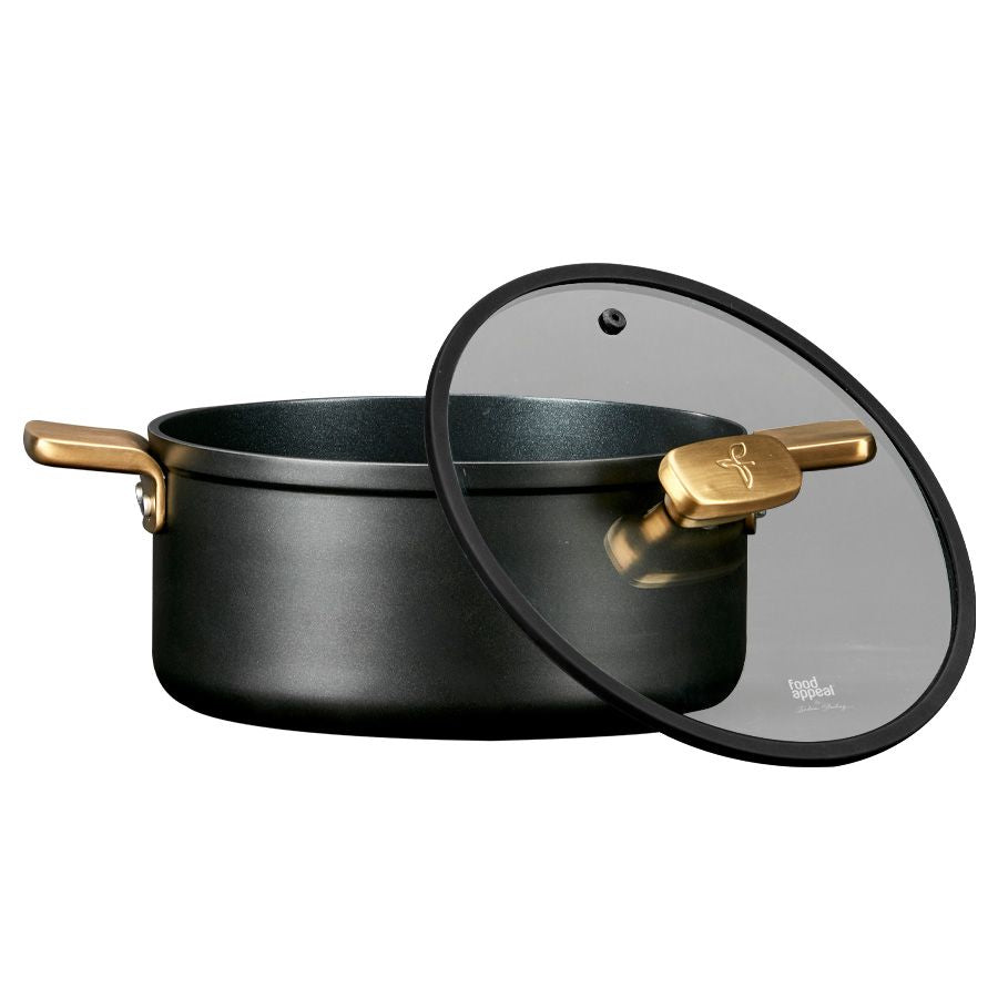 סיר 28 ס"מ ENIGMA NONSTICK ליטר שחור ידיות זהב
