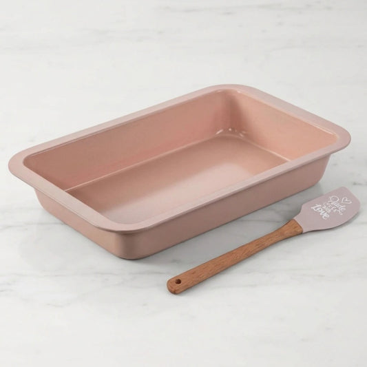 מארז אפייה - תבנית רוסטר 36x23x5.5 ס"מ + לקקן Baking with Love רוזה | מארז אפייה - תבנית רוסטר + לקקן Baking with Love רוזה | Food Appeal