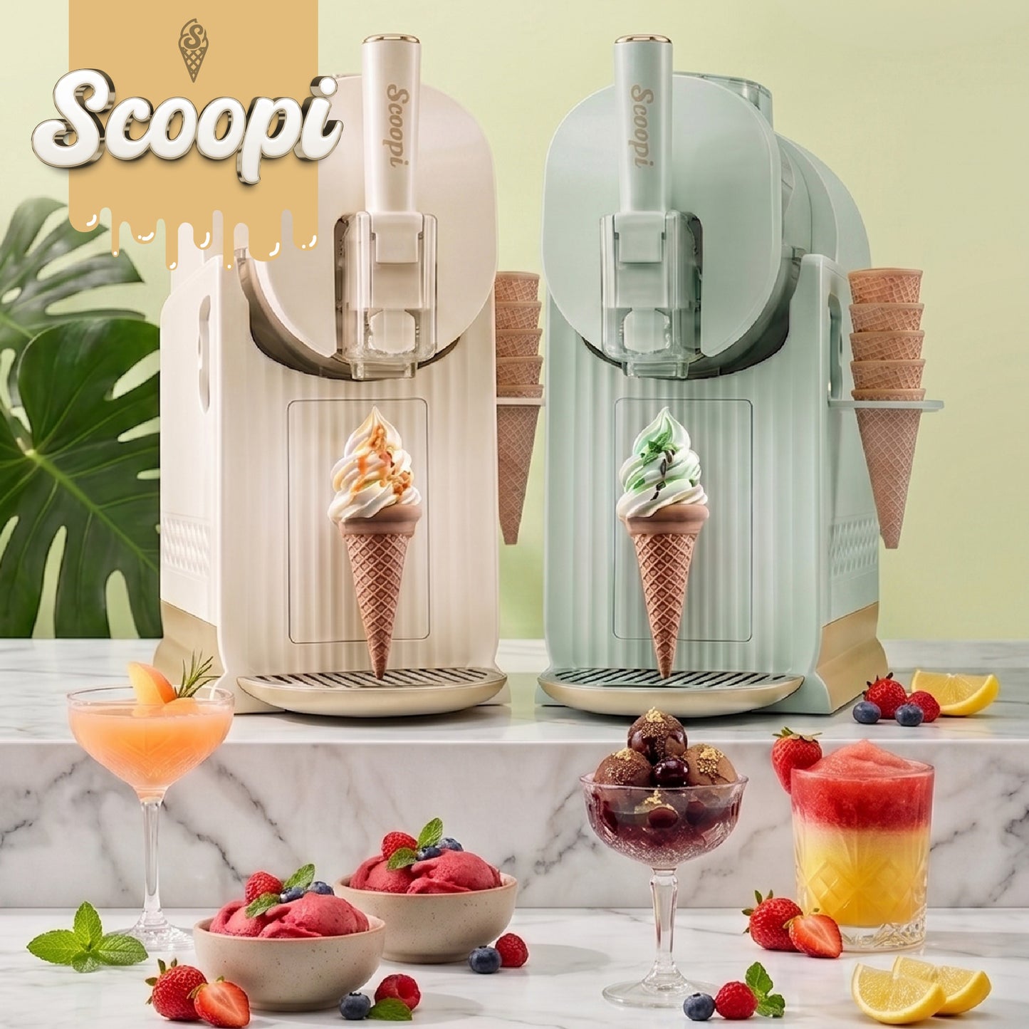 מכונת גלידה / ברד ומשקאות קפואים 6 ב-1 SCOOPI קרם