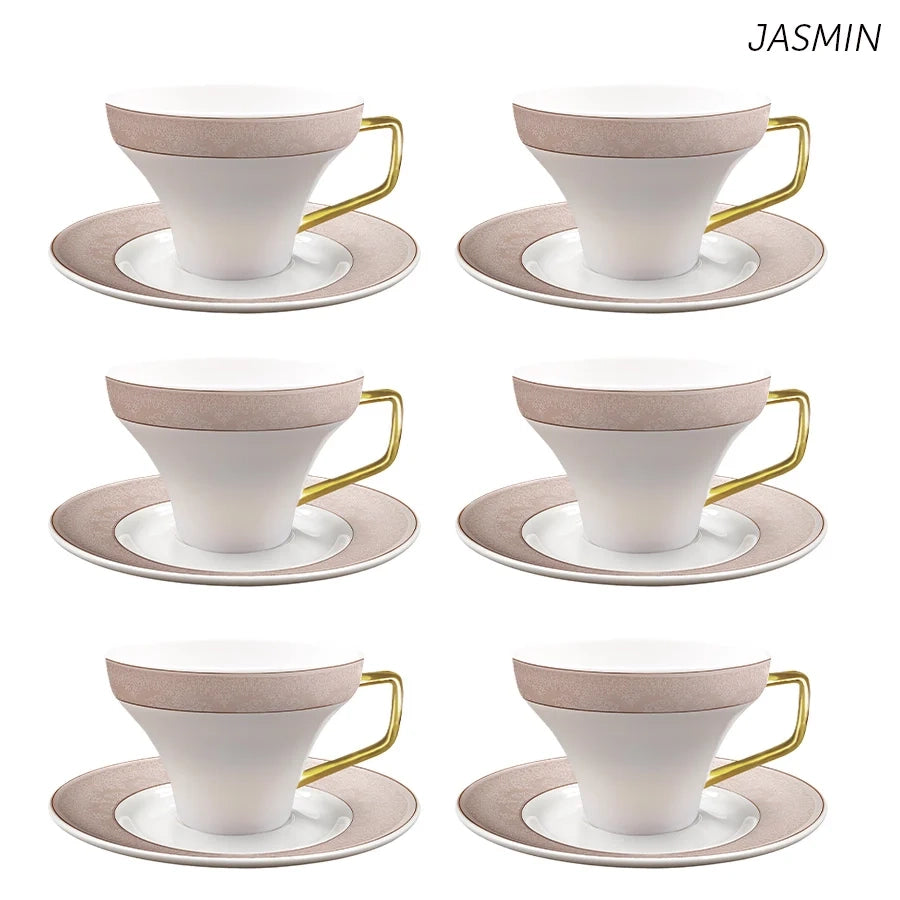 סט 6 כוסות קפה/תה + תחתיות 220 מ"ל ניו בון ציינה JASMIN