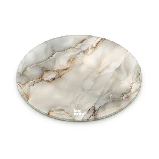 משטח לסיר חם זכוכית עגול 20 ס"מ MARBLE לבן