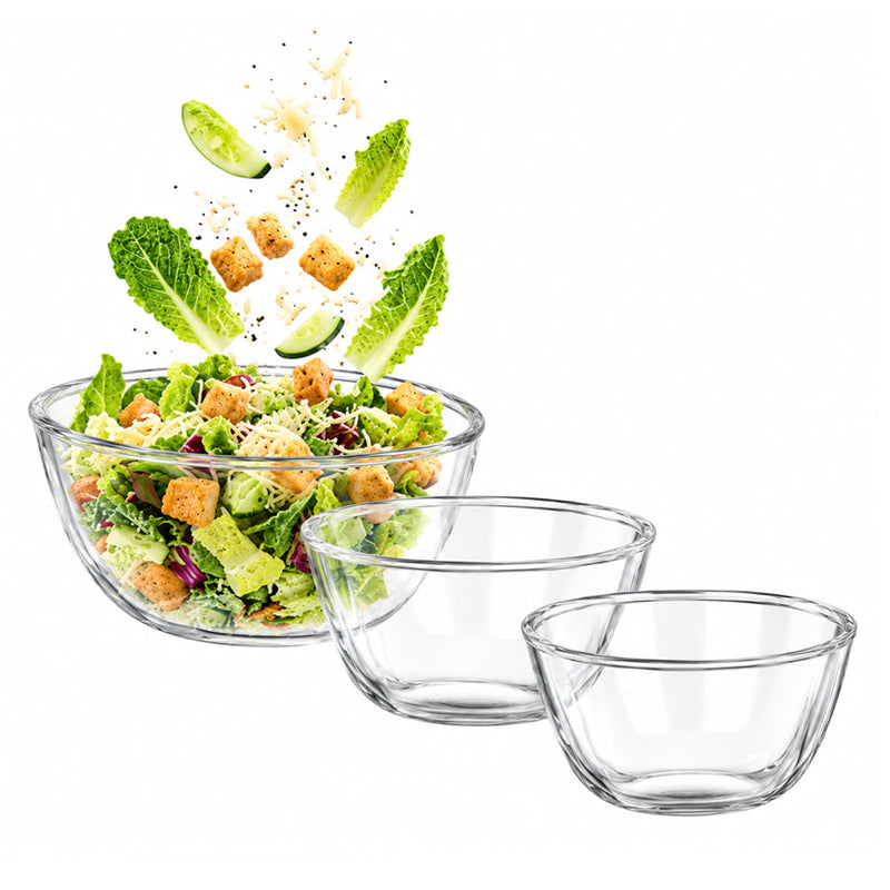 מארז 3 קערות לערבול והגשה זכוכית 17+19+23 ס"מ GLASS CLOC