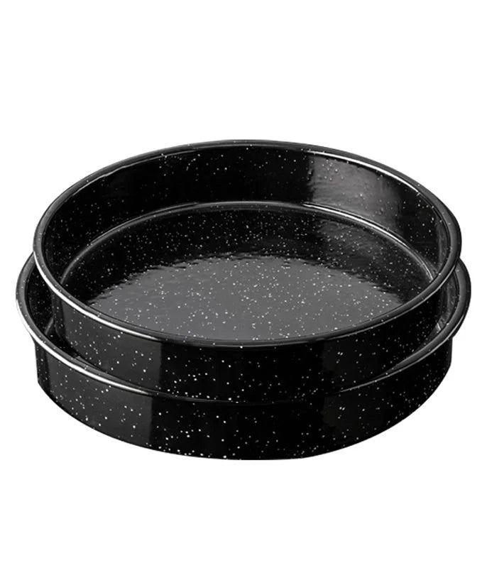 סט 2 תבניות עגולות אמייל 26X6 / 32X6 ס"מ ENAMELWARE שחור