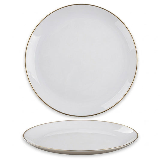 צלחת 20 ס"מ זכוכית אופל לבן עם פס זהב אנטי צ'יפ OPAL GOLD GLASS