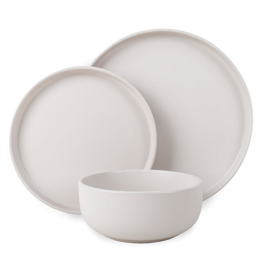 סט אוכל אלגנטי 18 חל' Solid Stoneware  בגוון קרם