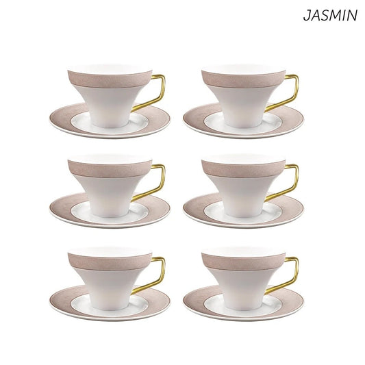 סט 6 כוסות אספרסו + תחתיות 90 מ"ל ניו בון ציינה JASMIN