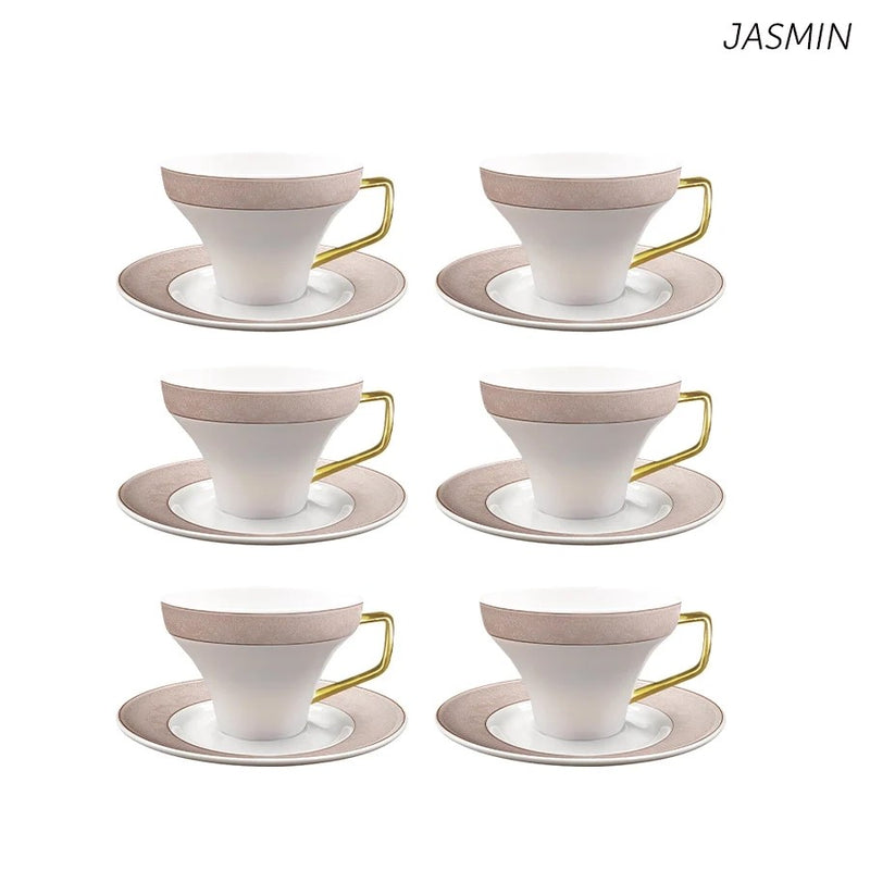 סט 6 כוסות אספרסו + תחתיות 90 מ"ל ניו בון ציינה JASMIN