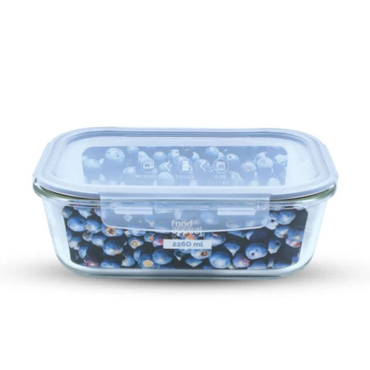 כלי אחסון זכוכית מלבנית מחוסמת 2260 מ"ל GLASS CLOC
