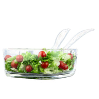 קערת סלט מרובע 25 ס"מ אקריל + זוג כפות לערבוב MIX AND SERVE