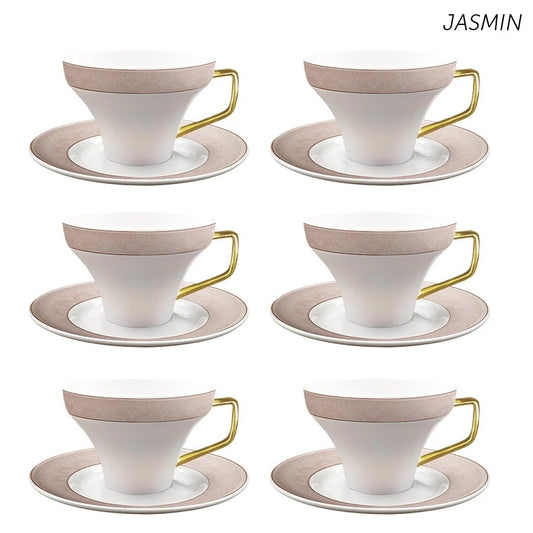סט 6 כוסות קפה/תה + תחתיות 220 מ"ל ניו בון ציינה JASMIN