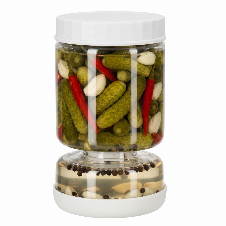 צנצנת חמוצים לבן עם מפריד יבש/רטוב