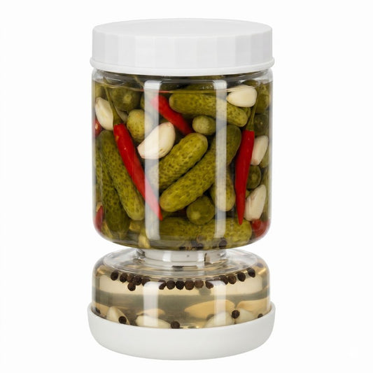צנצנת חמוצים לבן עם מפריד יבש/רטוב