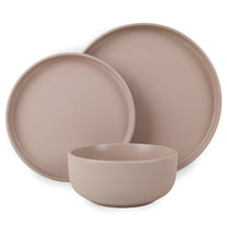סט אוכל  אלגנטי 18 חל' Stoneware Solid בגוון פודרה