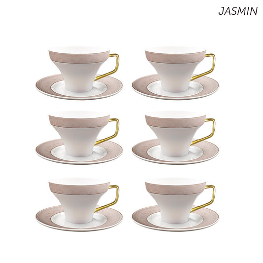 סט 6 כוסות אספרסו + תחתיות 90 מ"ל ניו בון ציינה JASMIN
