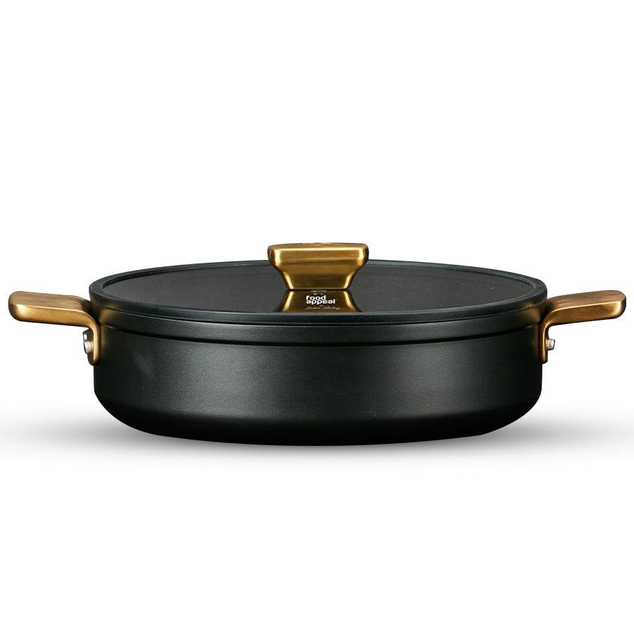 סוטאז' 36 ס"מ ENIGMA NONSTICK שחור ידיות זהב