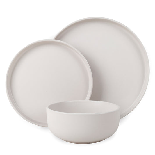 סט אוכל אלגנטי 18 חל' Solid Stoneware  בגוון קרם