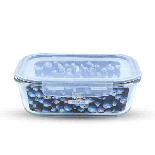 כלי אחסון זכוכית מלבנית מחוסמת 2260 מ"ל GLASS CLOC