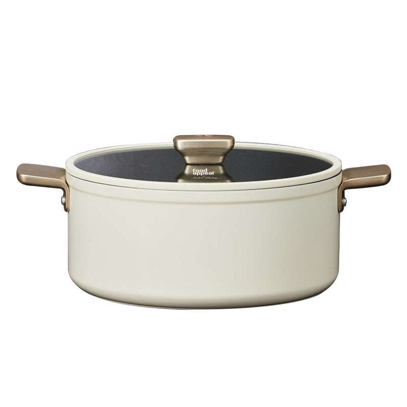 סיר 24 ס"מ 4.9 ליטר ENIGMA NONSTICK קרם ידיות שמפניה