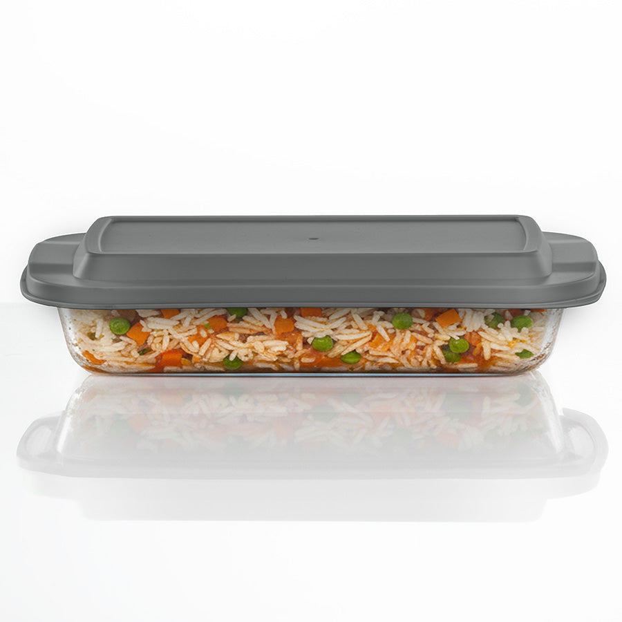 תבנית מלבנית כולל מכסה 1.6 ליטר 29.5X17.4X5 COOK&STORE