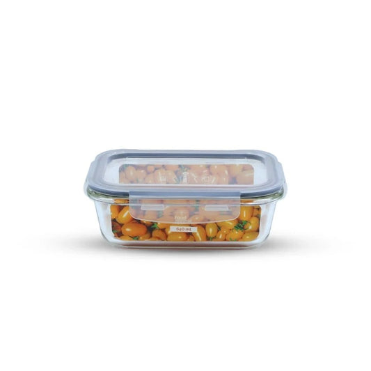 כלי אחסון זכוכית מלבנית מחוסמת 640 מ"ל GLASS CLOC