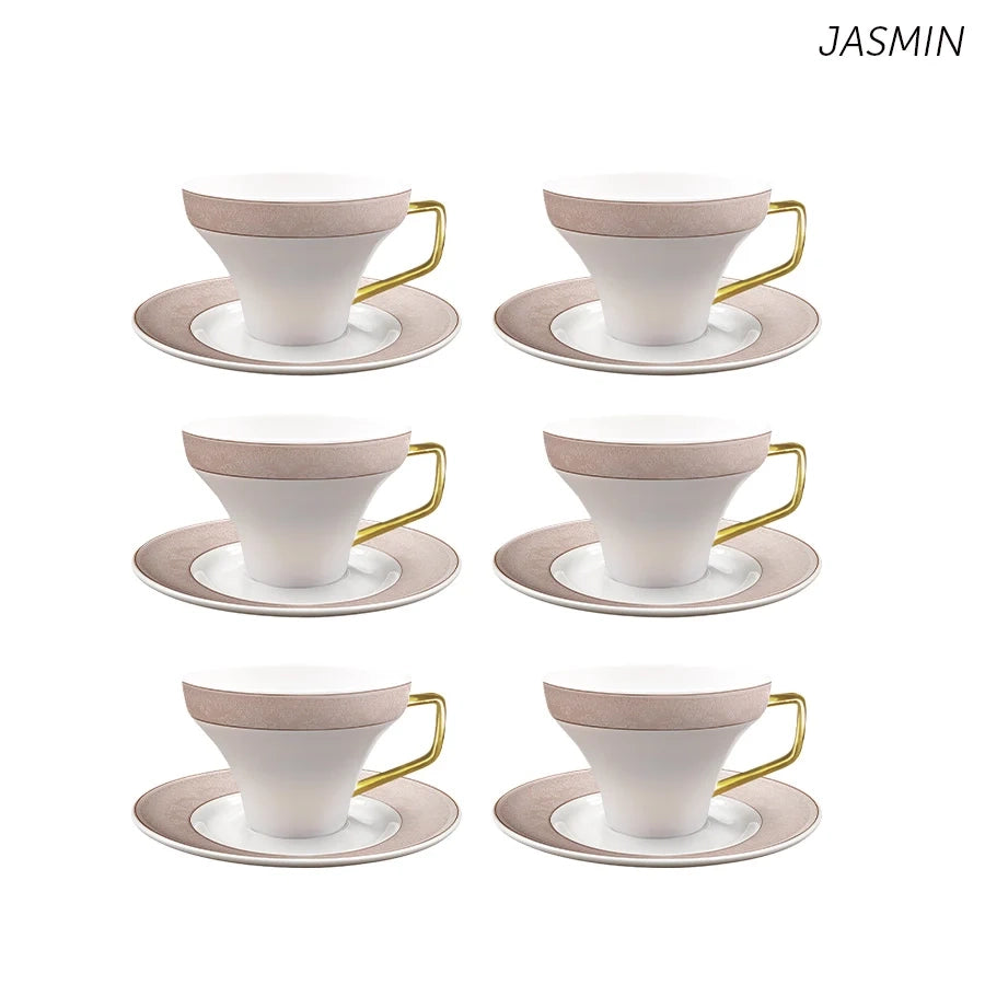 סט 6 כוסות אספרסו + תחתיות 90 מ"ל ניו בון ציינה JASMIN