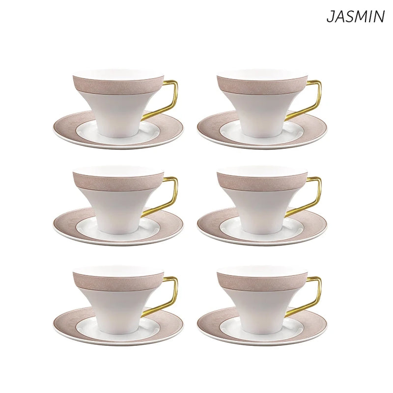 סט 6 כוסות אספרסו + תחתיות 90 מ"ל ניו בון ציינה JASMIN