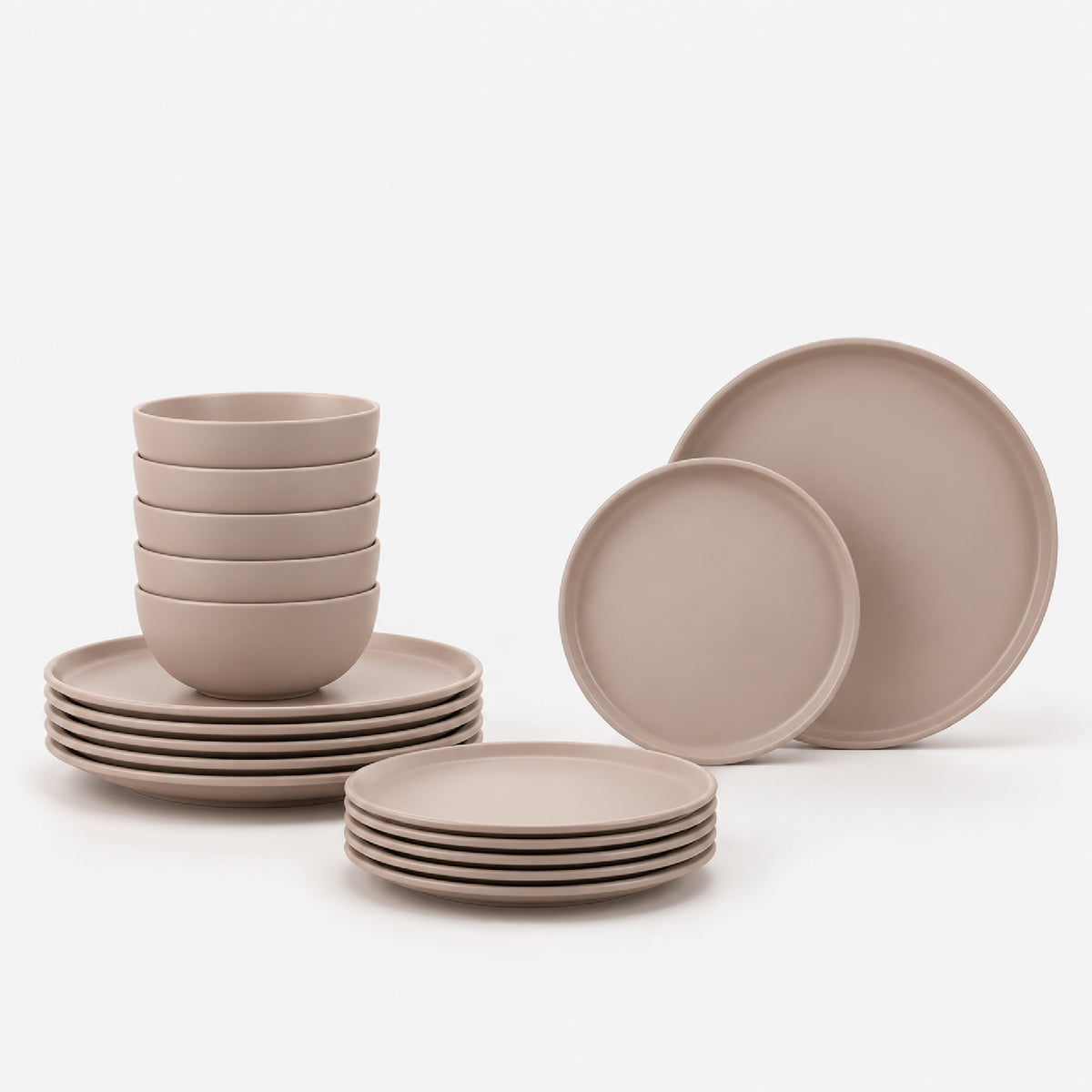 סט אוכל  אלגנטי 18 חל' Stoneware Solid בגוון פודרה