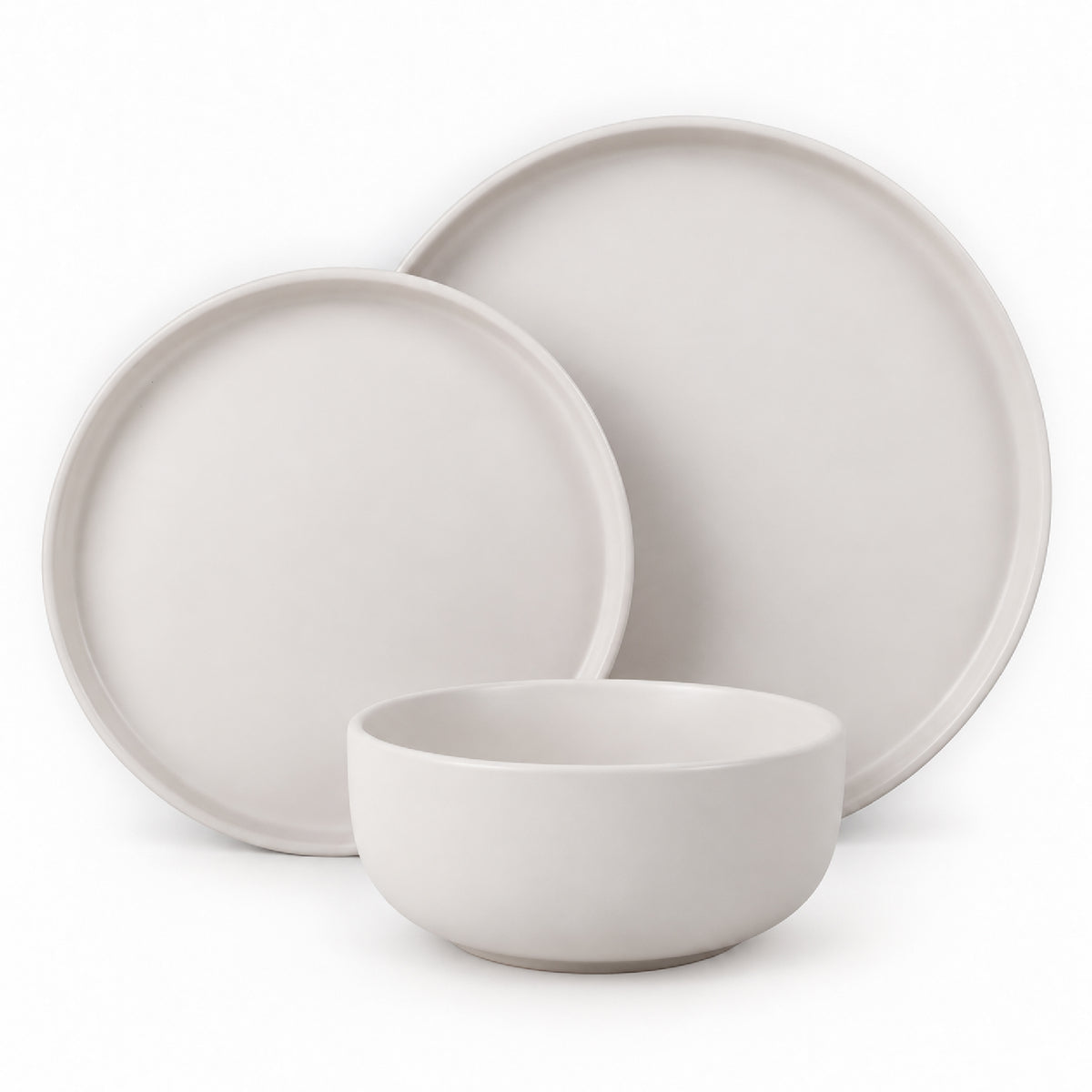 סט אוכל אלגנטי 18 חל' Solid Stoneware  בגוון קרם