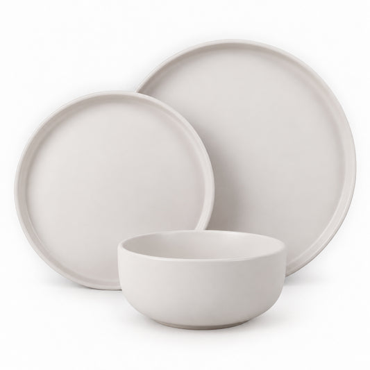 סט אוכל אלגנטי 18 חל' Solid Stoneware  בגוון קרם