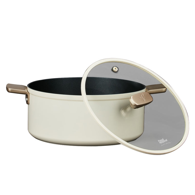 סיר 24 ס"מ 4.9 ליטר ENIGMA NONSTICK קרם ידיות שמפניה