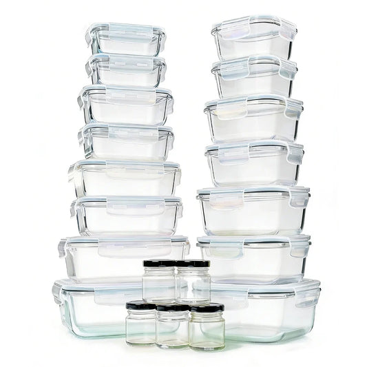 סט 20 כלי אחסון זכוכית GLASS CLOC עם מכסים אונליין