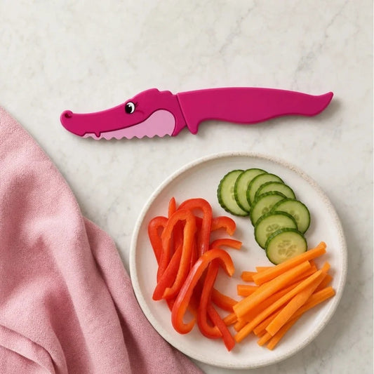 סכין ילדים בעיצוב תנין TINNY CHEF אדום ורוד