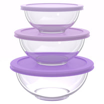סט אחסון זכוכית 3 חל' עגול 500+1000+2000 מ"ל GLASS FOOD סגול