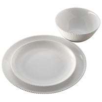 סט אוכל 18 חלק זכוכית אנטי צ'יפ אופל לבן מרוקע STRIPES