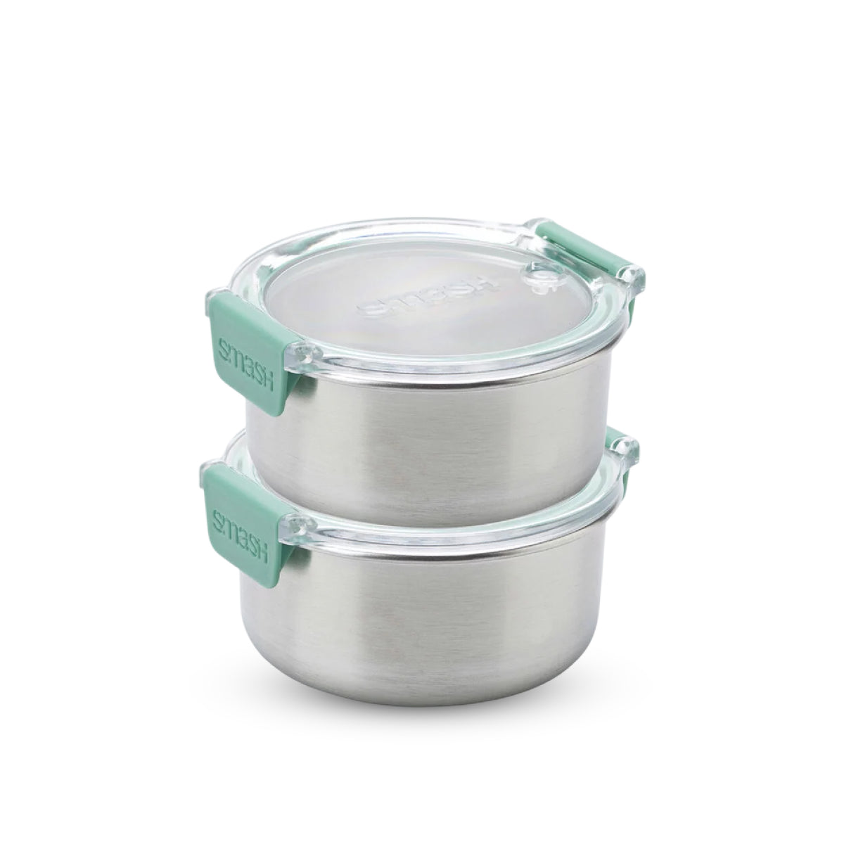 מארז חטיפים/תוספות Microwave Safe עגולות נירוסטה 200מ"ל 2X מכסה TRITAN ירוק הרמטי