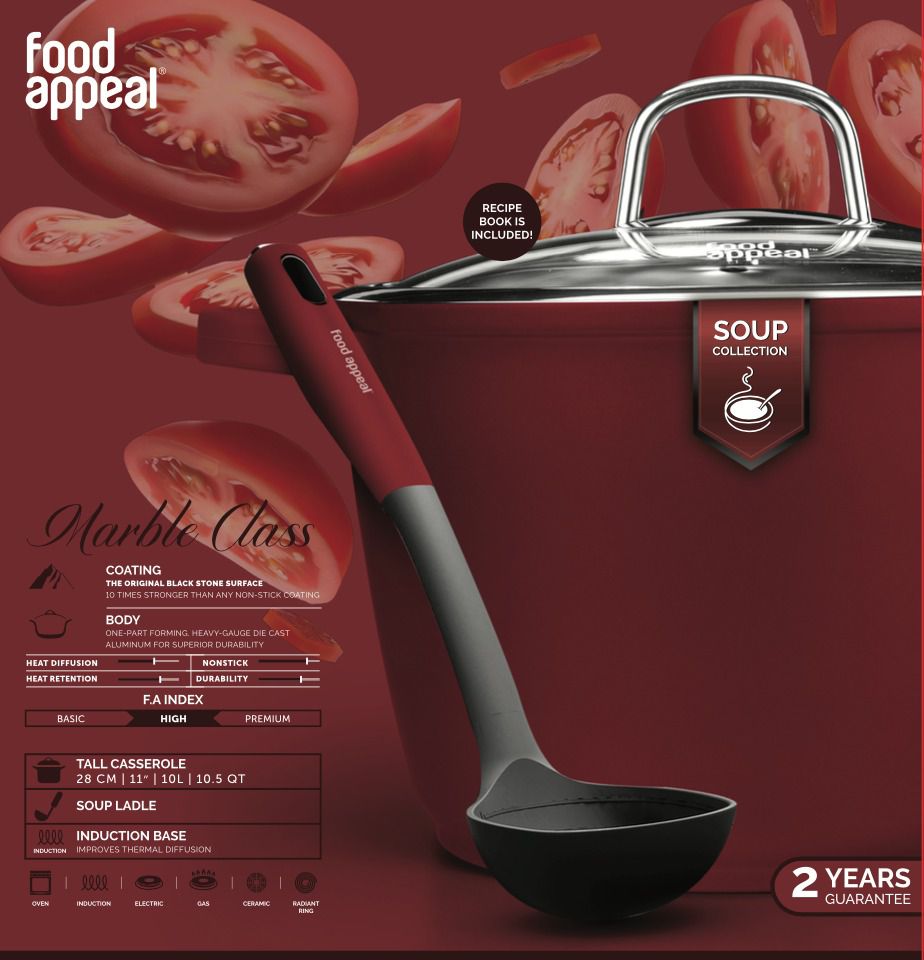 סט 3 חלקים הכולל סיר 28 ס"מ, 10 ליטר + מצקת SOUP COLLECTION אדום