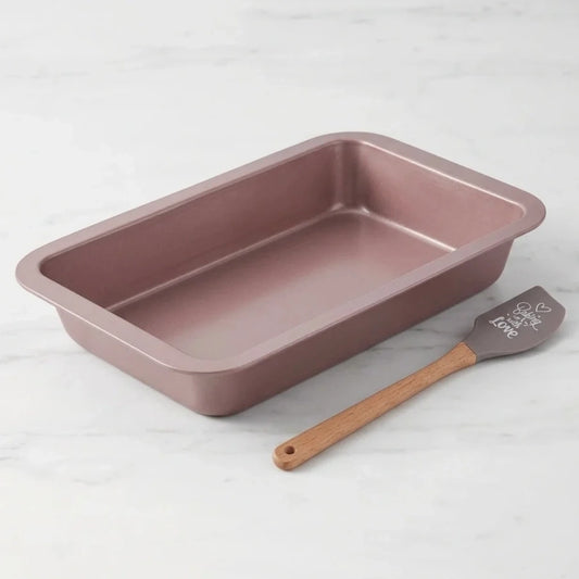 מארז אפייה - תבנית רוסטר 36x23x5.5 ס"מ + לקקן Baking with Love פודרה