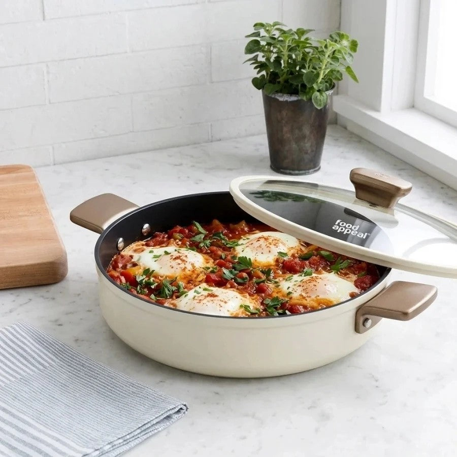 סוטאז' 28 ס"מ 3.9 ליטר ENIGMA NONSTICK קרם ידיות שמפניה