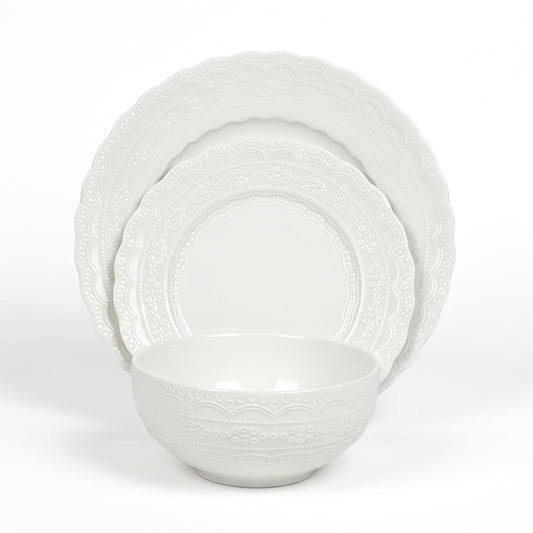 סט אוכל 18 חל' Kate New Bone China במראה נקי ועיטור עדין
